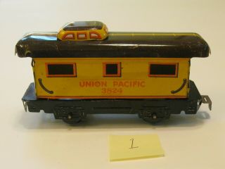 Vintage Marx Tin Union Pacific 3824 Caboose Car O Gauge Sliding Slot Coupler 1