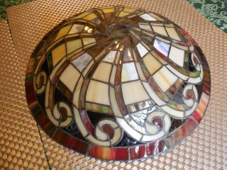 Vintage Stained Glass 3 Bulb Ceiling Light Fixture