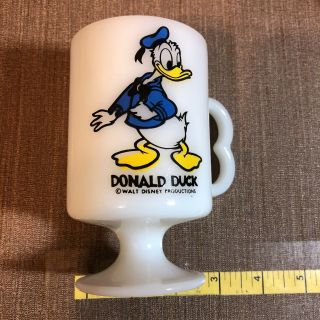 Vintage Large Disney Donald Duck Milk Glass Pedestal Coffee Mug