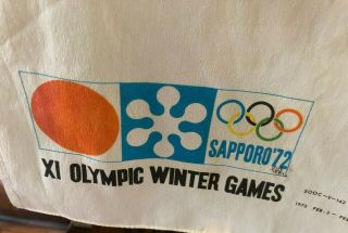 1972 Sapporo XI Winter Olympics Vintage Scarf with Map Rare & 3