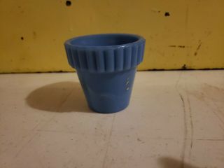 Vintage Akro Agate 2.  5 " Blue Slag Glass Flower Pot