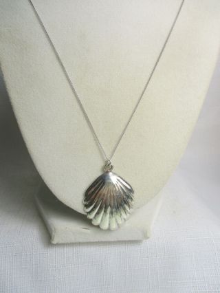 Vintage Hand Crafted Artisan 925 Sterling Silver SCALLOP SHELL Necklace 2
