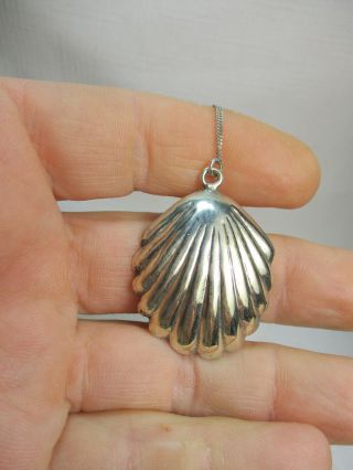 Vintage Hand Crafted Artisan 925 Sterling Silver SCALLOP SHELL Necklace 4