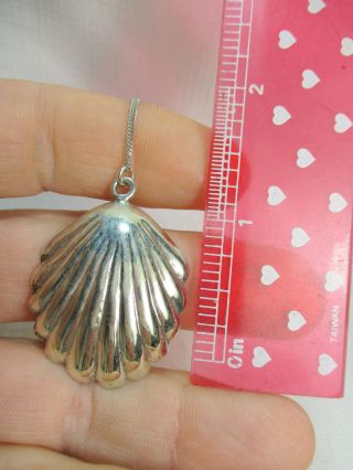 Vintage Hand Crafted Artisan 925 Sterling Silver SCALLOP SHELL Necklace 5