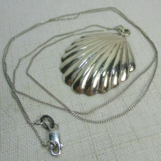 Vintage Hand Crafted Artisan 925 Sterling Silver SCALLOP SHELL Necklace 7