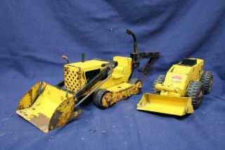 Vintage Pressed Tin Metal Tonka Loader And Trencher