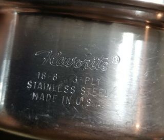 Vintage Flavorite 18 - 8 3 Ply 1 quart Stainless Steel Saucepan with Lid USA 4