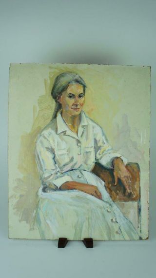 Good Vintage,  Mid Century Oil On Board Portrait Of A Seated Lady.  Alan Matthews