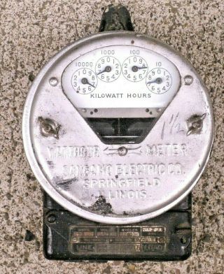 Antique 1914 Vintage Sangamo Electric Co Meter Made In Springfield Illinois Usa