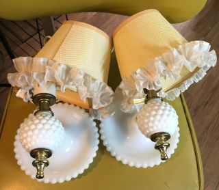 Vintage Ball Milkglass Hobnail Wall Sconce Lights Lamps With Shades
