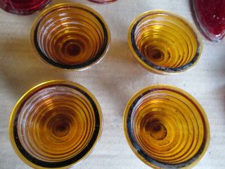 4 VINTAGE AMBER GLASS TAIL/ STOP LIGHT COVER LENS 2