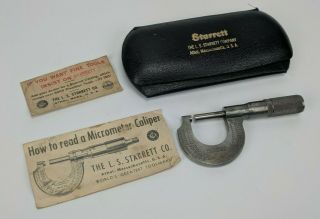Starrett No.  203f Micrometer 0 - 1 " W/ Case - Vintage Mic 203 - F