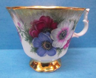 Vtg Royal Albert Orphan Tea Cup Cosmos? Flowers Brushed Gold 4460 England
