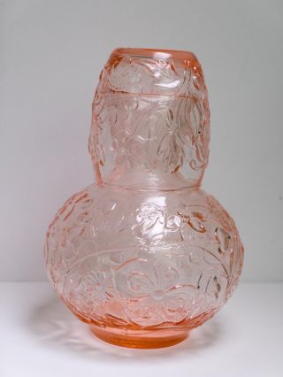Pink Vintage Pressed Glass Water Glass And Jug For Bedside Or Guest Bedroom
