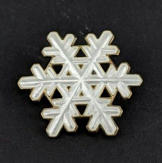 Vintage David Andersen Norway Sterling Silver White Enamel Snowflake Star Pin