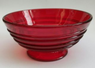Vintage Whitefriars Ruby Red Glass Ribbontrailed Bowl Probably By Barnaby Powell