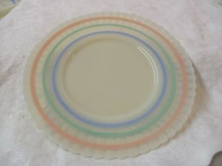 Vintage Depression Glass Macbeth Evans Pastel Bands Bread Butter Plate Petalware