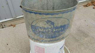 Vintage Mit Shel Oval Minnow Bucket Metal Bait Galvanized Fishing