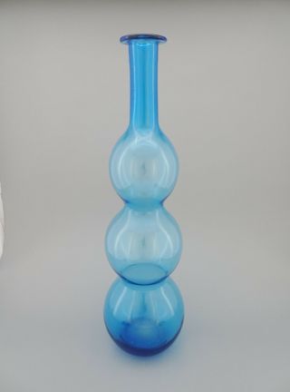 Blue Bubble Art Glass Vase,  1960 