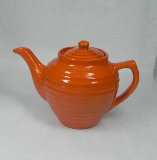 Vintage Bauer Pottery Ring Ware 6 - Cup Bright Orange Teapot