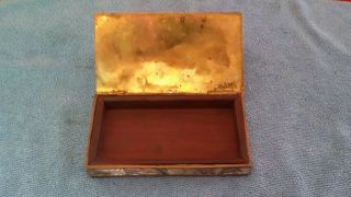 VINTAGE MEXICO ABALONE ALPACCA TRINKET BOX WOOD LINED 5.  25 x 3 INCH HINGED LID 4