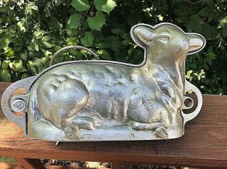 Lamb Cake Mold Cast Metal Vintage Antique 12.  5 " Two Piece Stamped " Mal  N "