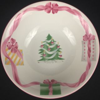 VTG Round Vegetable Bowl Sango Home For Christmas 4829 Pink Bow Indonesia 2