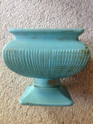 Vintage 7 " Tall Nelson Mccoy Classic Line Deep Turquoise Square Planter Bowl