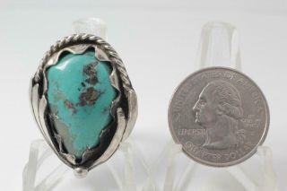 Vintage Old Pawn Navajo Turquoise Sterling Silver Ring Size: 8 517