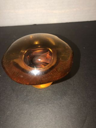 Vtg Mid Century Elegant Glass Amber Mushroom Paperweight