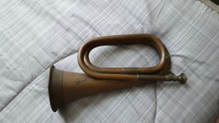 Vintage Ww 2 Military Bugle Brass Copper Army Instrument With Bag & Mouthpiece