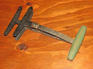 Vintage Foley Chopper 3 Blade Green Wooden Handle Pat 2113085 Stainless Steel