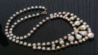 Czech Vintage Aurora Borealis Rhinestone Necklace Bridal 3