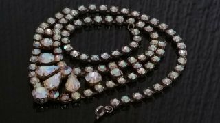 Czech Vintage Aurora Borealis Rhinestone Necklace Bridal 4