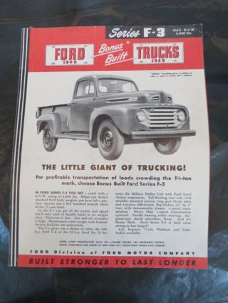 Vintage 1949 - 59 Ford Truck Sales Brochure Series F - 3