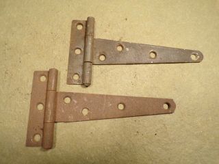 2 Vintage T Strap Hinges Chest Toy Tool Box Trunk Small Door