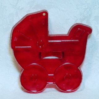 Vintage Hrm Red Plastic Cookie Cutter - Baby Stroller Buggy Baby Shower Doll