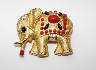 Vintage Signed Grosse Rhinestone Elephant Brooch Pin Mogul Figural Costume 2