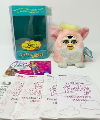 Vtg 1999 Electronic Furby Babies Hasbro Tiger Pink Furby Baby 70 - 940 IOB W Tags 3