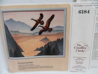 Creative Circle Crewel Embroidery Kit 6184 Morning Flight Geese 16x20 Vintage 86