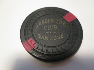 Vintage 5¢ Casino Chip - - Garden City Club San Jose California Fractional Poker
