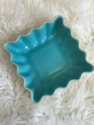 Vintage Catalina Scallop Dish 6 " X 6 " Turquoise Color Made In California,  U.  S.  A