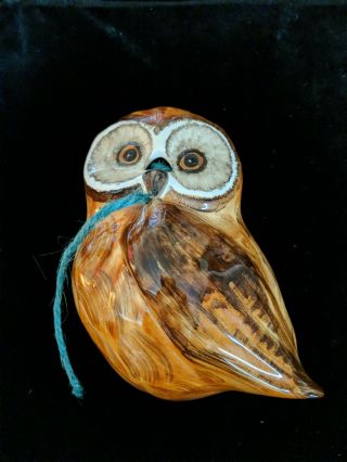 Vintage Babbacombe Ceramic Owl Hanging String & Scissors Holder Made In England