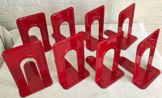 8 (4 Pair) Highsmith Vintage 9 " Red Library School Industrial Bookends,