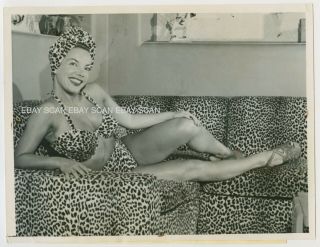 Carmen Miranda In Sexy Leopard Bikini Vintage Posed Candid Photo 1948