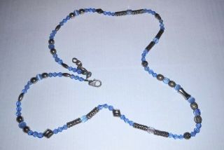 Vintage 25 " Necklace.  Moonstone,  Crystal & Silver Beads.  925 Sterling.