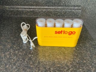 Vintage 1975 Set To Go By Clairol Traveling Electric 5 Hot Rollers Curlers K5 - S
