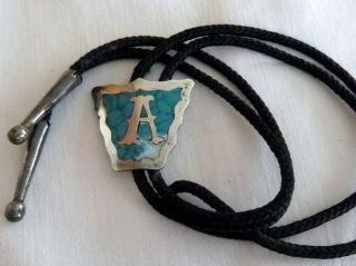 Vintage Taxco Bolo Tie Sterling Silver Turquoise? Signed Pedros