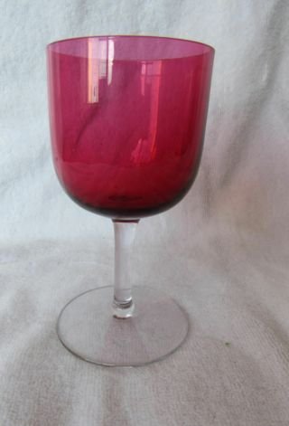 Vintage Cranberry Ruby Red Wine Glass Goblet Plain Stem