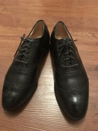 Vintage Johnston & Murphy Aristocraft Mens Golf Shoes Blk 8.  5 Made In Usa